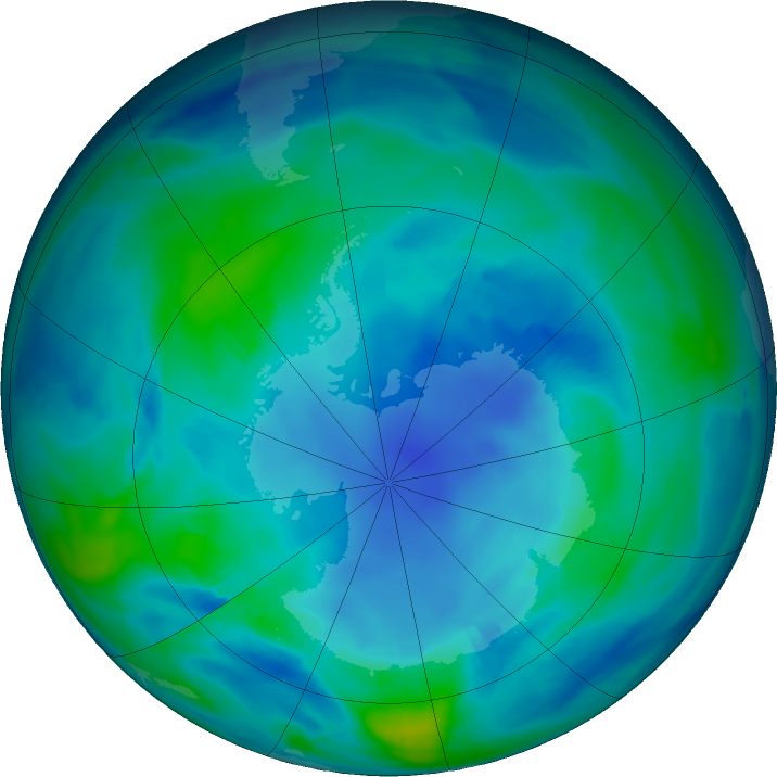 Antarctic ozone map for 27 April 2023
